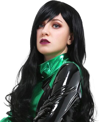 miccostumes Women's Cosplay Wig Synthetic Black Waist-length Hair With Bangs Halloween Party (Black) in Saudi Arabia