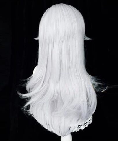 Cyno Sumeru Genshin Cosplay Wig Women Long Layered Silver White Hair in Kuwait