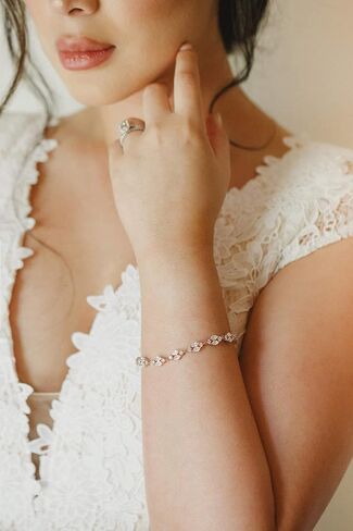 SWEETV Rose Gold Marquise Wedding Earrings and Bracelets Jewelry Set for Women Prom in Saudi Arabia