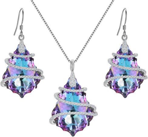 EVER FAITH 925 Sterling Silver Gift Jewelry For Women CZ Baroque Pendant Necklace Earrings Set in Saudi Arabia