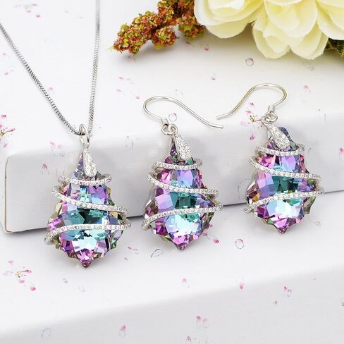 EVER FAITH 925 Sterling Silver Gift Jewelry For Women CZ Baroque Pendant Necklace Earrings Set in Saudi Arabia