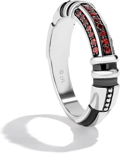 Jewelili Star Wars™ Fine Jewelry Darth Vader™ Men's Sterling Silver Light Saber Ring with Red Garnet in Saudi Arabia