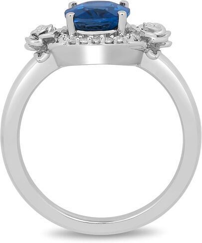 Jewelili Enchanted Disney Fine Jewelry Sterling Silver with 1/10 Cttw Diamond and London Blue Topaz Cinderella 70th Ring in Saudi Arabia