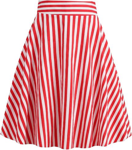 1950s Skirts for Women Vintage Striped Midi Skirt High Waist A-Line Flared Skirt Office Casual Knee Length Stripes Skirts in Saudi Arabia