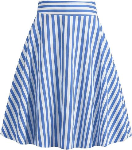 1950s Skirts for Women Vintage Striped Midi Skirt High Waist A-Line Flared Skirt Office Casual Knee Length Stripes Skirts in Saudi Arabia