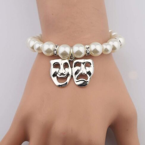 CHOORO Drama Mask Bracelet Comedy Tragedy Mask Gift Theater Jewelry Party Bracelet Gift for Actor Actress in Saudi Arabia