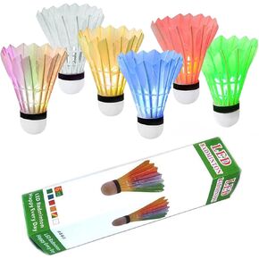 LED Badminton Shuttlecocks Dark Night Glow Birdies Lighting for Outdoor & Indoor Sports Activities (Feather_4pcs)