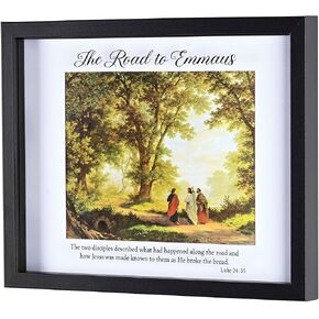 Dicksons FRMWDBL-1411-69 The Road To Emmaus The Two Disciples Broke Bread Glossy Black 12 x 15 Wood And Glass Shadow Box Style Framed Wall Art