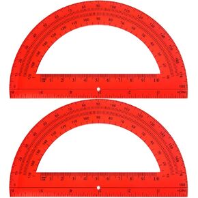 EBOOT Plastic Protractor Math Protractors 180 Degrees, 6 Inch, Clear, Pack of 2