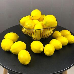 12pcs Artificial Fake Lemons Realistic Faux Fruits Photography Props for Home Kitchen Table Decoration Yellow