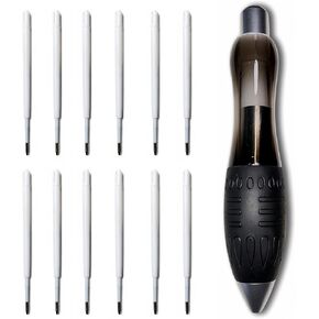 3-Ounce Fat 𝐇𝐞𝐚𝐯𝐲 𝐖𝐞𝐢𝐠𝐡𝐭𝐞𝐝 Pens for Tremors Arthritis Parkinson's Carpal Tunnel Wide Grip Thick Barrel Easy to Hold Blue（6 Black & 6 Blue Refills）