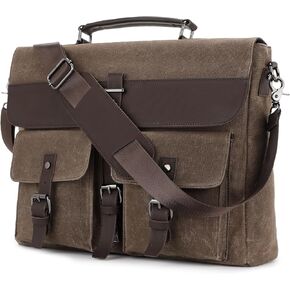 Leather Messenger Bag for Men,Vintage Mens Laptop Bag Water Resistant Business Travel Briefcase Satchel Work Computer Bag