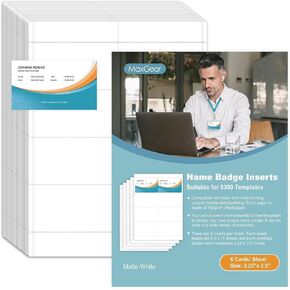 MaxGear Name Badge, Name Badges Inserts Name Badge Labels, Printable Name Tags, Name Tag Inserts, Insert Badge Refill 320 Badge Inserts, Printable Inserts and Badge Holders, 2.25 x 3.5 Inch (5390)