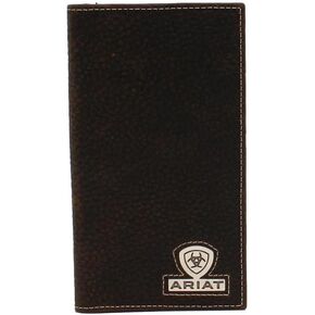 ARIAT Men's Logo Bifold Leather Wallet Brown One Size
