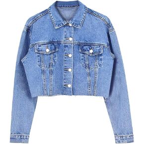 Anna-Kaci Women Jean Jacket Button Down Distressed Oversized Denim Jackets Coat