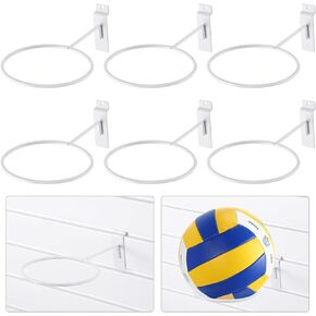 6 Pcs Slatwall Metal Ball Storage Multi Function Ball Holder Slatwall Basketball Rack Basketball Wall Mount for Sport Football Volleyball Soccer Display Room Decor Display, Black
