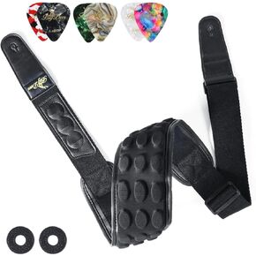 pure black bass guitar strap for heavy bass and guitar, 3.35 "wide 3D sponge filled and neoprene material
