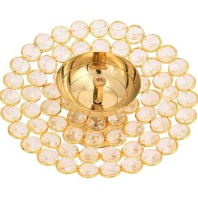 Brass Crystal Oil Akhand Lamp Diya for Diwali Decoration & Pooja | Traditional Indian Oil Lamp for Festival Season | Home Decor | Ideal Gift – Pack of 1 (SIZE-13 x 4 cms)