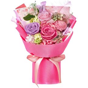 Beaulasting Roses Flowers Bouquet Natural Preserved Roses Bouquet Flowers for Delivery Prime Gift Box Forever Flowers Bouquet for Valentine's Day Mother's Day Birthday Anniversary (Hot Pink)
