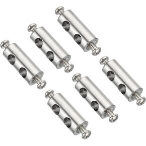 PATIKIL 25x11mm Wire Rope Clips Set, 6 Pcs 6mm Hole Steel Double Holes Lock Cable Clamps Clip with M4x0.7 Phillips Screws for Cable DIY Fittings, Silver