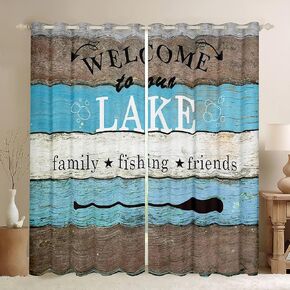 Manfei Kids Beach Starfish Window Curtains Life is Better at The Beach Window Treatments, Rustic Farmhouse Window Drapes for Boys Teens Grommet Top 2 Panel Set Bedroom Curtains, 42Wx63L inch
