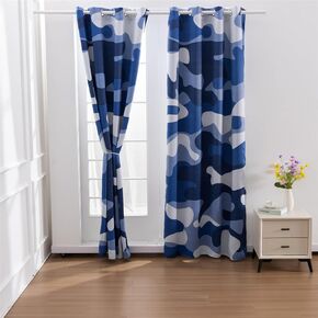 Meeting Story Camouflage Blackout Curtains for Kids Boys Teens Bedroom Colorful Camo Decor for Home Living Room Darkening Grommet Window Drapes 2 Panel Set(42"x63",Navy)