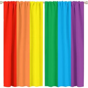 Rainbow Curtains for Girls Kids Room Decor, Colorful Abstract Rod Pocket Blackout Window Drapes for Living Room Bedroom 42x45in