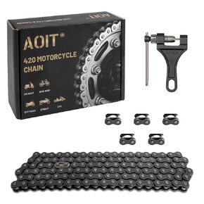 420 Motorcycle Chain - 420 Standard Roller Chain for 110cc 125cc Go Kart Dirt Pit Bike ATV Quad Scooter Mini Bike, Total 132 Links, Free Chain Breaker Included
