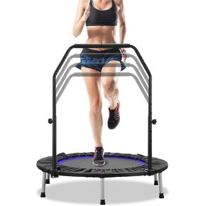 HYD-Parts 40" Foldable Mini Trampoline for Adults and Kids Portable Exercise Rebounder with Adjustable Foam Handle Fitness Trampoline Indoor/Outdoor