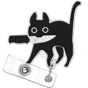 Cute CAT Badges Reels Funny Badge Holder Retractable Accessories ID Clip for Nursing Nurses Doctor Student Teacher Healthcare Medical Work Assistant MA CNA RN ER Office Gifts