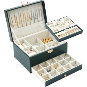 Xilitata Jewelry Box for Women Wife, 3 Layers Jewelry Organizers and Storage Drawer with Removable Pad, Jewelry Storage Case for Necklace Earring Ring Bracelet Watches(White)