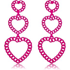 INNERDIVA Barbie Earrings Rhinestone Stud Earrings Hot Pink Earrings for Women Lover Earrings Valentines Day Gift