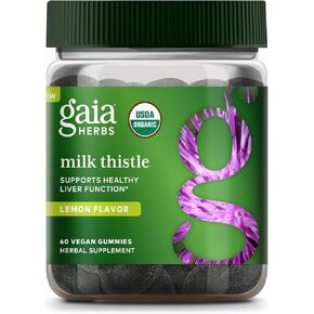 Gaia Herbs Milk Thistle Gummies - Herbal Supplement with Antioxidant Properties for Liver Health & Liver Detox - Lemon Flavored - 60 Vegan Gummies
