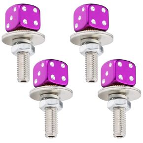 License Plate Screws Dice Car Plate Fasteners Bolts Motorcycle Tag Bolts for Most Vehicle Motorbike 4 PCS(Red)