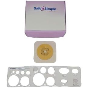 Safe n Simple 5" x 5" 2-Piece Ostomy Wafers with Tape Collar - Standard Wear Flat, 2 1/4" Flange, Cut to Fit, White - Ostomy Supplies - Ostomy Wafer - Ostomy Care Products - 10 Count