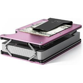 Tigerstone Slim wallet for men, RFID Blocking/Scratch Resistant Aluminum Metal Men's Wallets Minimalist Money Clips (Pink)