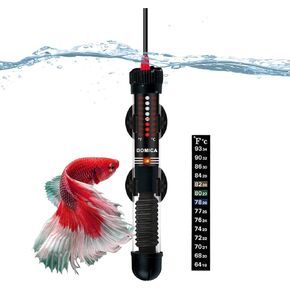 DOMICA 25W Small Aquarium Heater, Submersible Heater for Small Fish Tank (1-8 gallons) with Free Thermometer Sticker