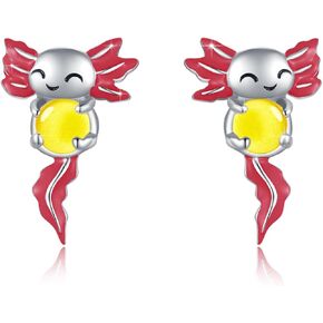 Axolotl Stud Earrings for Women 925 Sterling Silver Axolotl Earrings Hypoallergenic Animal Jewelry Gift