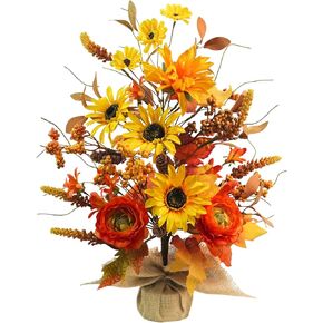 19.6" Fall Table Tree Decor, Artificial Tabletop Fall Tree with Fall Leaves Stems Fall Orange Flowers Fall Decorations for Indoor Outdoor Home Autumn Thanksgiving Table Centerpieces