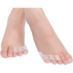 Gel Pinky Toe Separators, 2 Pairs Little Toe Bunion Protectors, Three Holes Little Toe Separators, Clear Bursitis Protector for Overlapping Toes Curled Pinky Toe, Relieving Pain from Friction, Blister