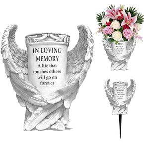Cemetery Decorations for Grave Vases for Cemetery Flowers for Grave Vase with Angel Wings Gravestone Decor Memorial Gifts for Loss of Loved One