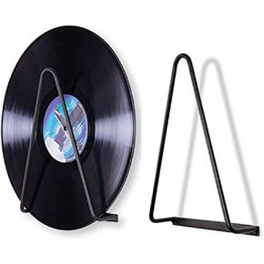 luzen 2Pcs Creative Metal Iron Vinyl Record Shelf Triangle Wall Mount Magazine Book Vinyl Record Display Shelf Rack Stand Holder Storage Organizer with Screw for Home Office Use, Black