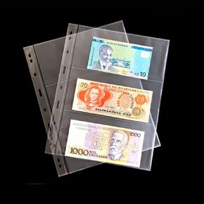 MUDOR Currency Sleeves for Bill Binder, 3-Pocket Page Dollar Bill Holders for Collectors, PVC and Acid Free, Currency Banknote Bill Protector Sleeves fits Currency Collection Book Album