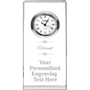 Crown Awards Retirement Crystal Opti-Clock with Free Engraving Prime