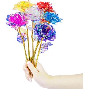 24 Pcs Galaxy Rose Flowers,Forever Preserved 24k Rainbow Artificial Flowers,Colorful Rose Flower Gifts for Anniversary Women Girls Valentine's Day Birthday Wedding Decoration