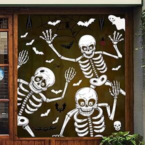 125PCS Halloween Window Clings Halloween Window Stickers Decals, Skeleton Ghosts Bats Spider Stickers for Window Glass Walls Halloween Haunted House Party Supplies Halloween Decorations