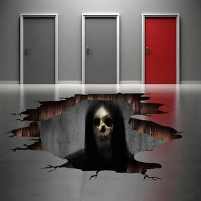 Scary 3D Halloween Witch Wall Decals Ghost Wall Window Stickers for Bedroom, Spooky Long Hair Ghost Wall Window Clings for Bar Pub Decorations Removable Murals for Living Room