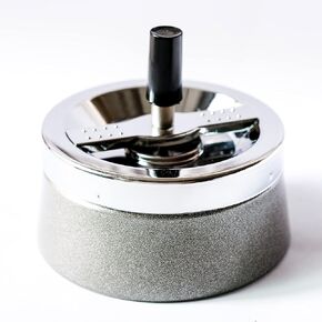 Round Windproof Ashtray/Rotation Lid Ashtray Made of zinc Alloy, Diameter 11,8cm, Colour: Black, Mod. 779-03