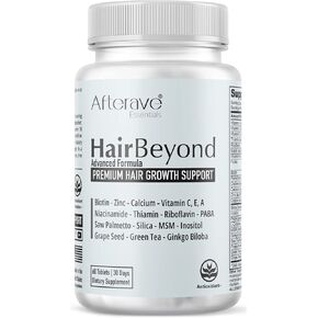 HairBeyond Advanced Hair Growth Formula Improves Follicle & Scalp Strength For Stronger Growth, Hair Loss Protection, Vitamin A, C, E, B Complex Saw Palmetto Silica Zinc Calcium Niacin Thiamin Biotin