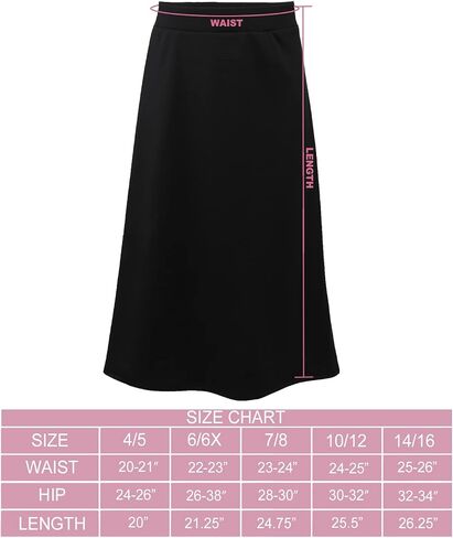 Girls Pull-On Long A-Line Below The Knee Skirt - Made in The USA in Kuwait
